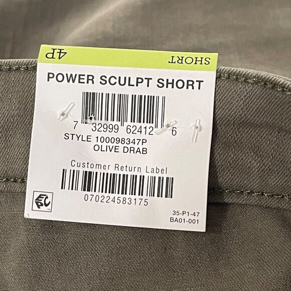 NWT Style & Company Stretch Pocketed Sash Tied Cuffs Short Olive Drab 4 Petite - Picture 5 of 16